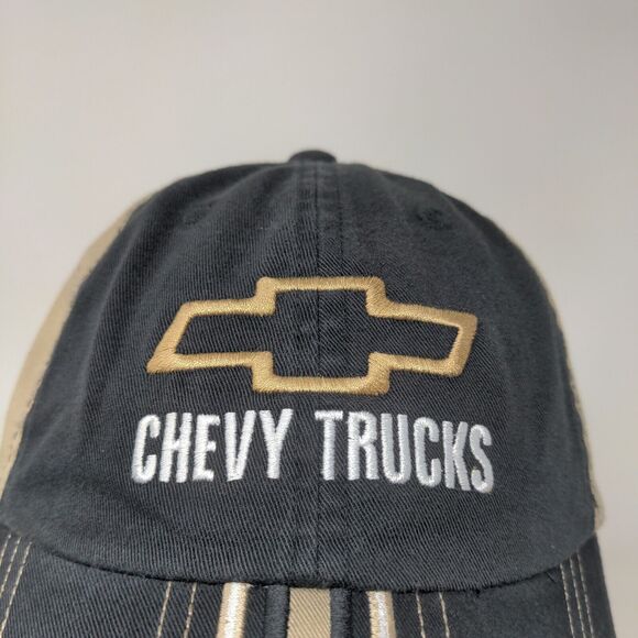 Checkered Flag Sports Men's Strapback Hat Black Tan Chevrolet Chevy Trucks - Picture 4 of 10